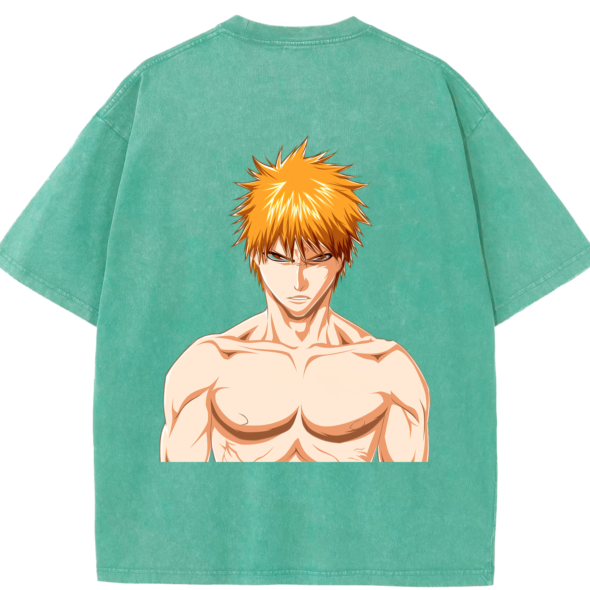 （画像用） ブリーチ 黒崎一護（くろさき いちご）BLEACH Kurosaki Ichigo 綿100% ヴィンテージ風 半袖Tシャツ（背面プリント）